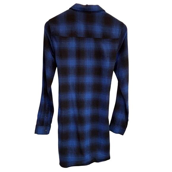 Abercrombie & Fitch Blue Plaid Flannel Shirt Dress - size Small - Picture 6 of 6